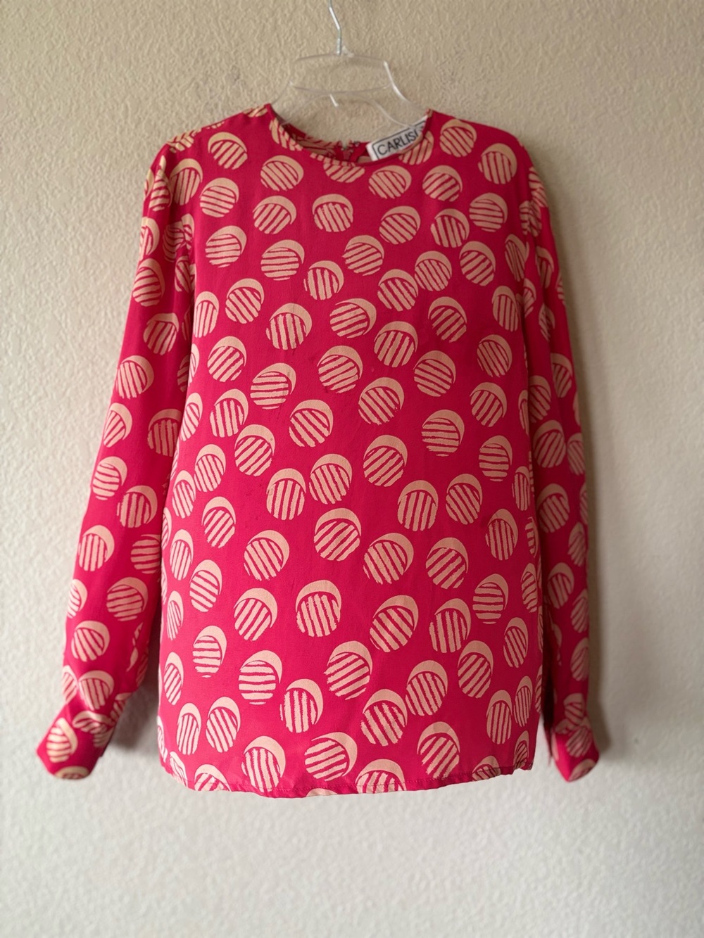 Carlisle Vintage 100% Silk Retro Geometric Pattern Blouse Size 6